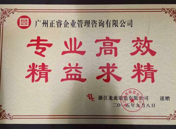 浙江龙虎锻造有限公司赠予金海岸咨询牌匾